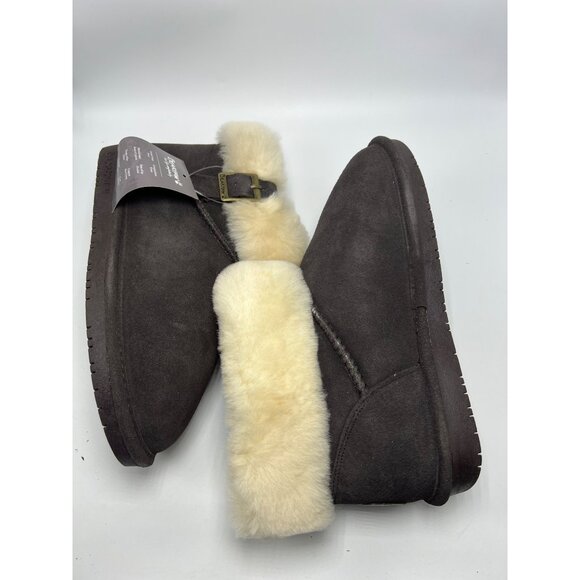 New! Bearpaw Abby Youth Chocolate Boots Size 5 M With Faux Fur Collar & Adjustab - Picture 4 of 9